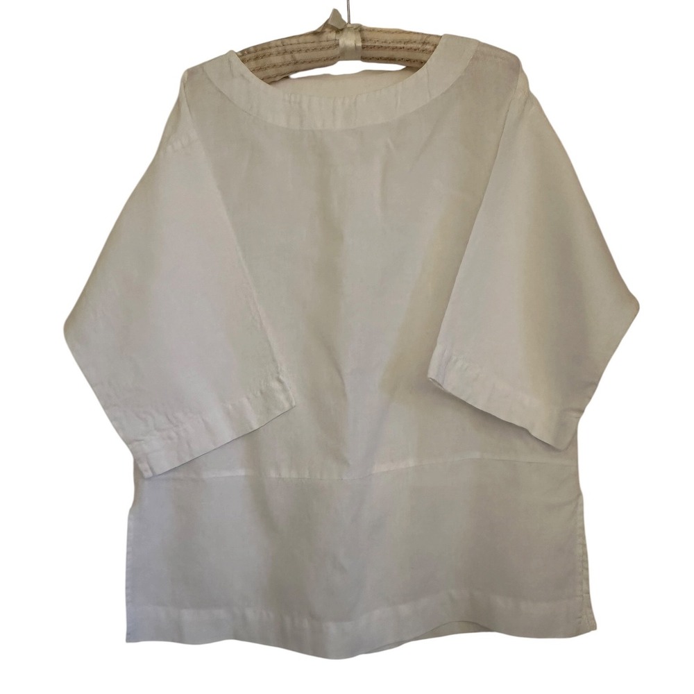 Pure Jill J Jill Love Linen White 100% Linen Boxy Tunic Top Blouse XS Petite